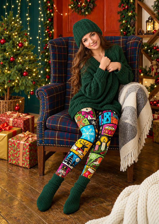 Christmas Collage Print Tights Hosiery Pantyhose H610-24