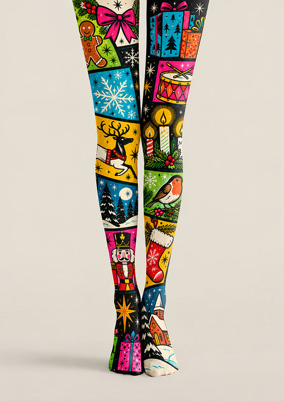 Christmas Collage Print Tights Hosiery Pantyhose H610-24