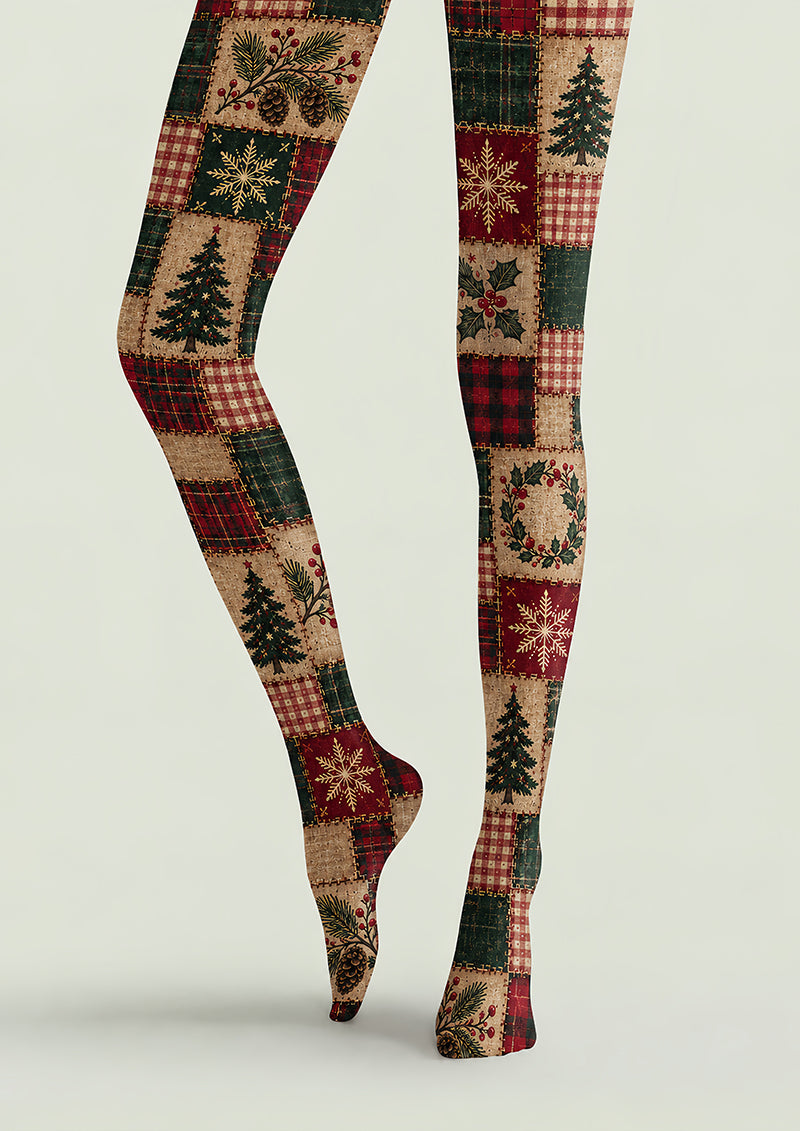 Christmas Tree Patchwork Tights Hosiery Pantyhose H610-3