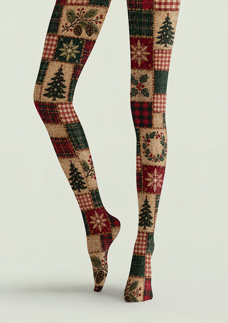 Christmas Tree Patchwork Tights Hosiery Pantyhose H610-3