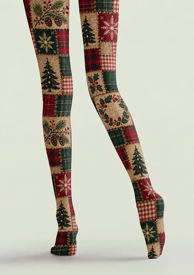 Christmas Tree Patchwork Tights Hosiery Pantyhose H610-3