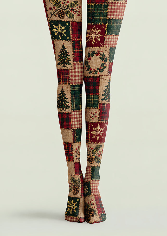 Christmas Tree Patchwork Tights Hosiery Pantyhose H610-3