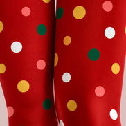 Festive Red Tights Multicolor Polka Dot Print H610-38
