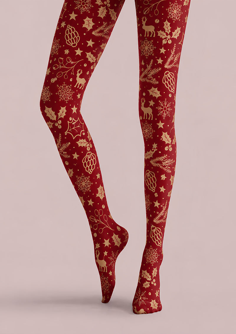 Golden Christmas Graphic Tights Hosiery Pantyhose H610-6