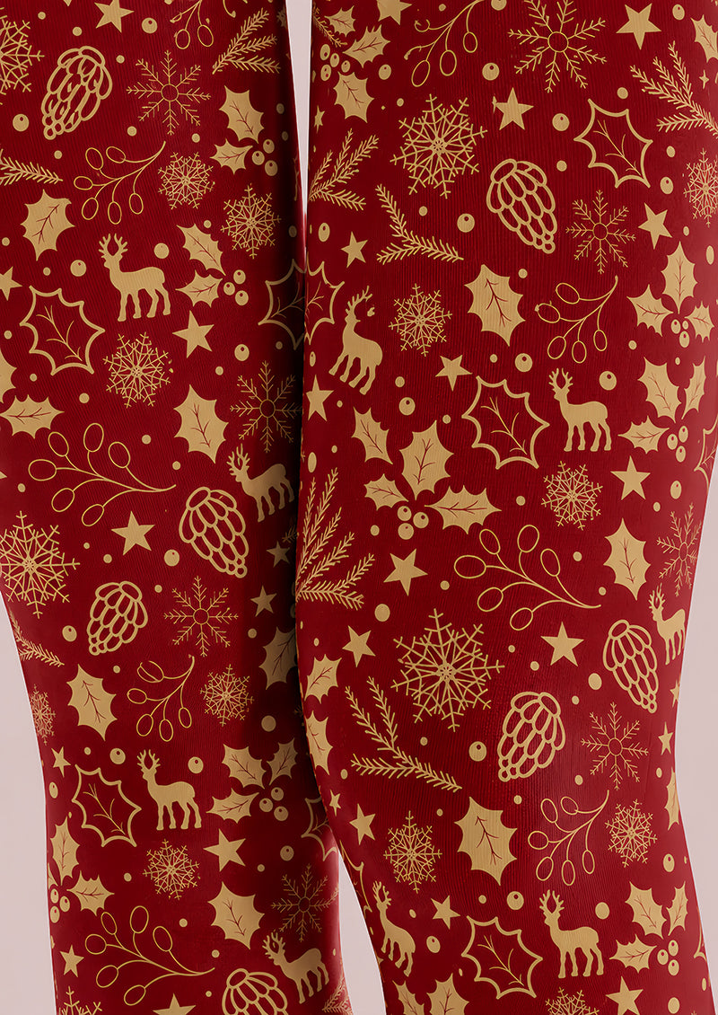 Golden Christmas Graphic Tights Hosiery Pantyhose H610-6