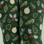 Christmas Holly Ornament Print Tights Hosiery Pantyhose H610-7