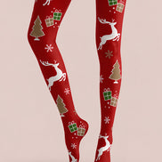Red Christmas Reindeer Tree Tights Hosiery Pantyhose H610-8
