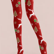 Red Christmas Reindeer Tree Tights Hosiery Pantyhose H610-8