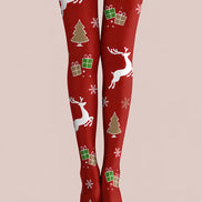 Red Christmas Reindeer Tree Tights Hosiery Pantyhose H610-8
