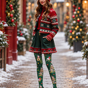 Christmas Robin Birdhouse Print Tights Pantyhose H610-9