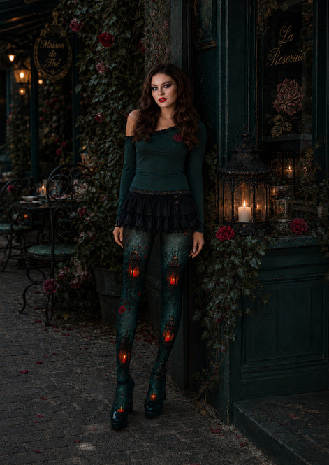 Gothic Lantern Rose Tights Women’s Halloween Pantyhose H67-1