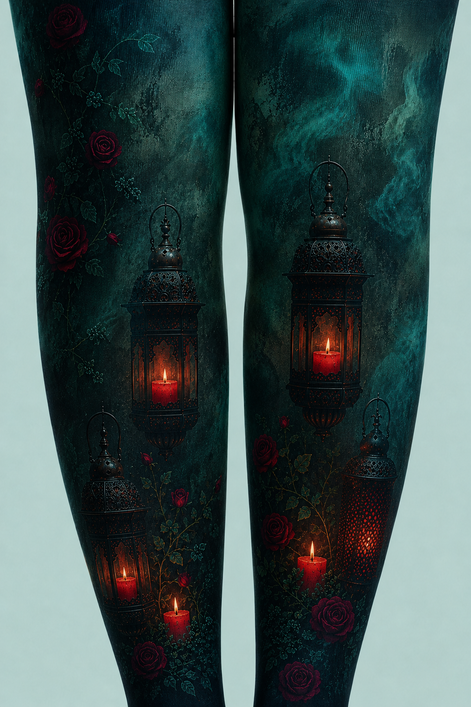 Gothic Lantern Rose Tights Women’s Halloween Pantyhose H67-1