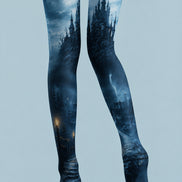 Moonlit Haunted Castle Halloween Patterned Tights H67-10