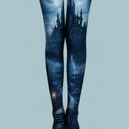 Moonlit Haunted Castle Halloween Patterned Tights H67-10
