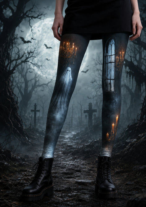 White Ghost Halloween Tights Costume Pantyhose H67-13