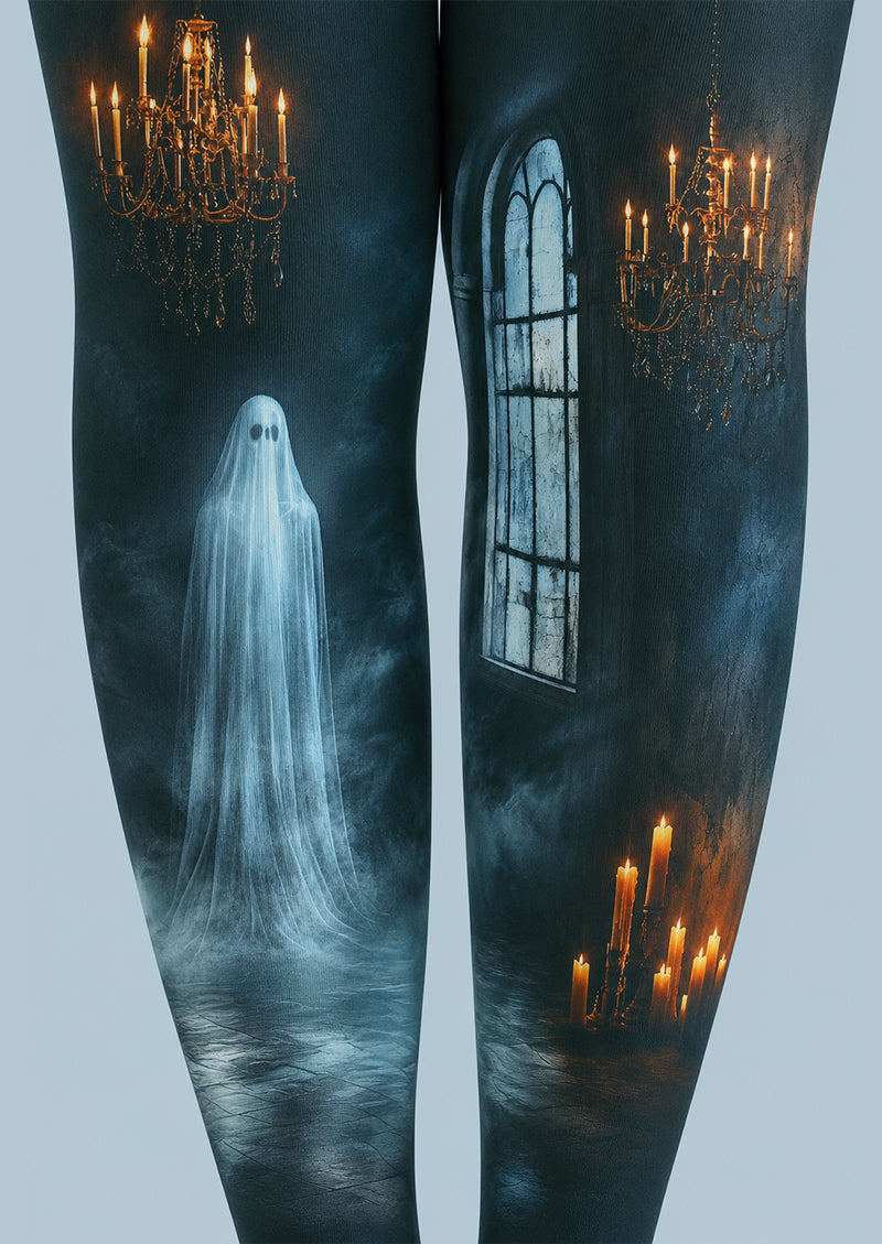 White Ghost Halloween Tights Costume Pantyhose H67-13