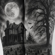Moonlit Haunted House Halloween Patterned Tights H67-14