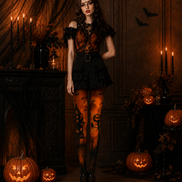 Party Pantyhose Pumpkin Haunted House Halloween Tights H67-15