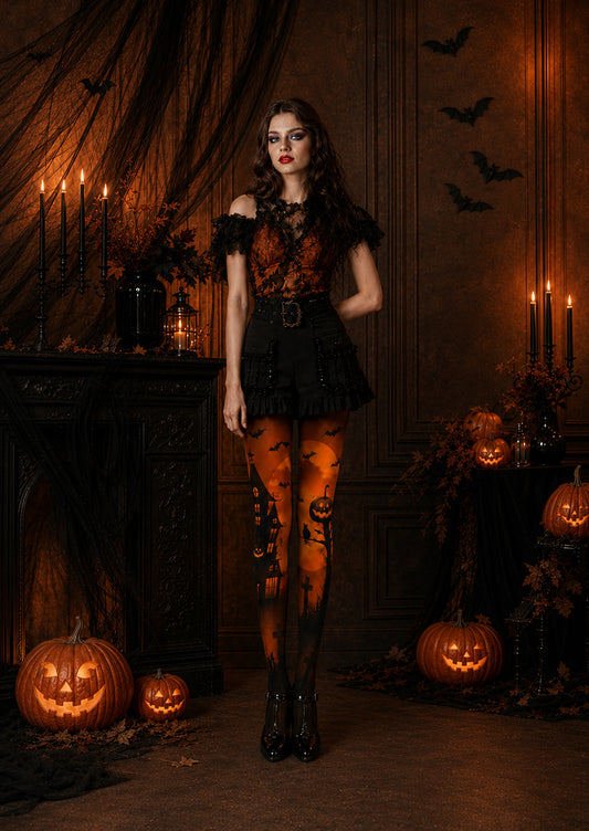 Party Pantyhose Pumpkin Haunted House Halloween Tights H67-15