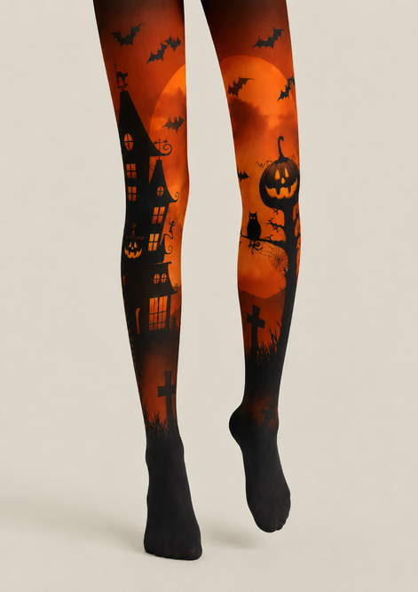 Party Pantyhose Pumpkin Haunted House Halloween Tights H67-15