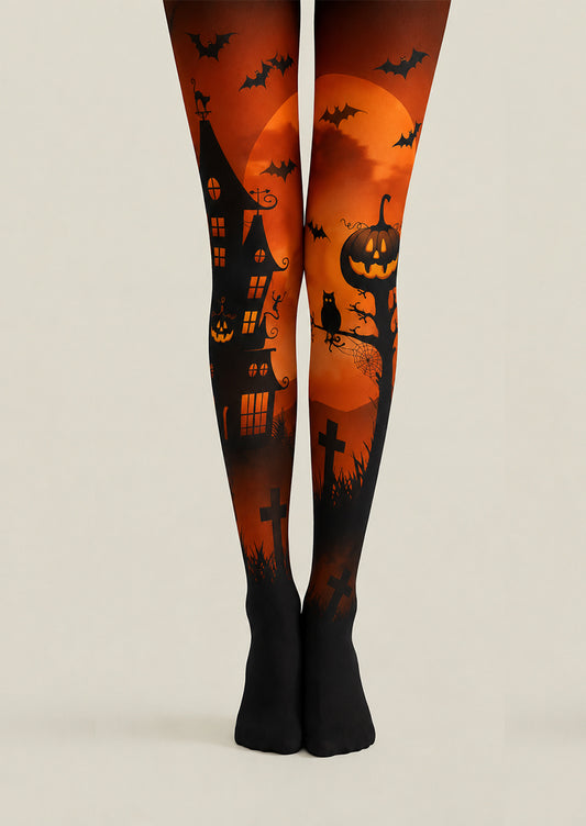 Party Pantyhose Pumpkin Haunted House Halloween Tights H67-15