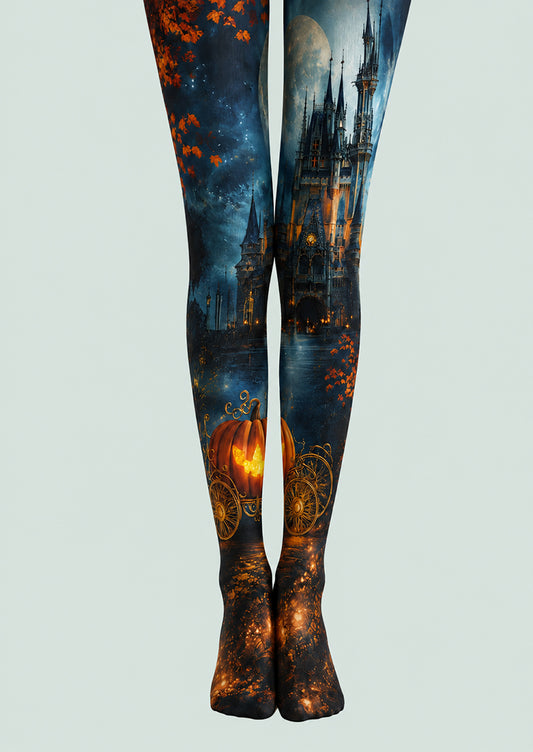 Halloween Hosiery Castle Pumpkin Carriage Pantyhose H67-16