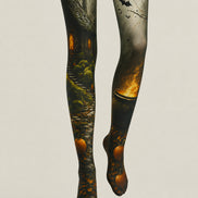 Cosplay Pantyhose Witch Cottage Cauldron Patterned Tights H67-17