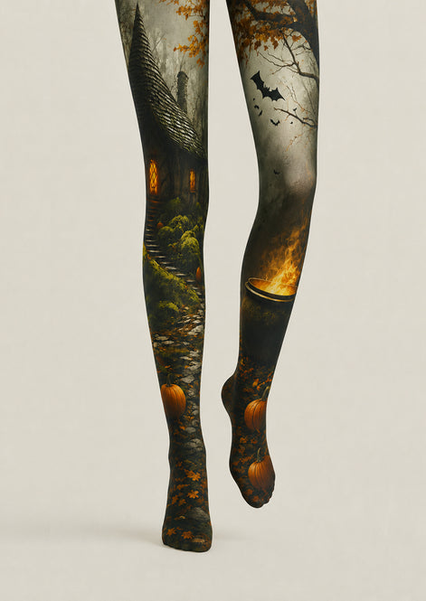 Cosplay Pantyhose Witch Cottage Cauldron Patterned Tights H67-17