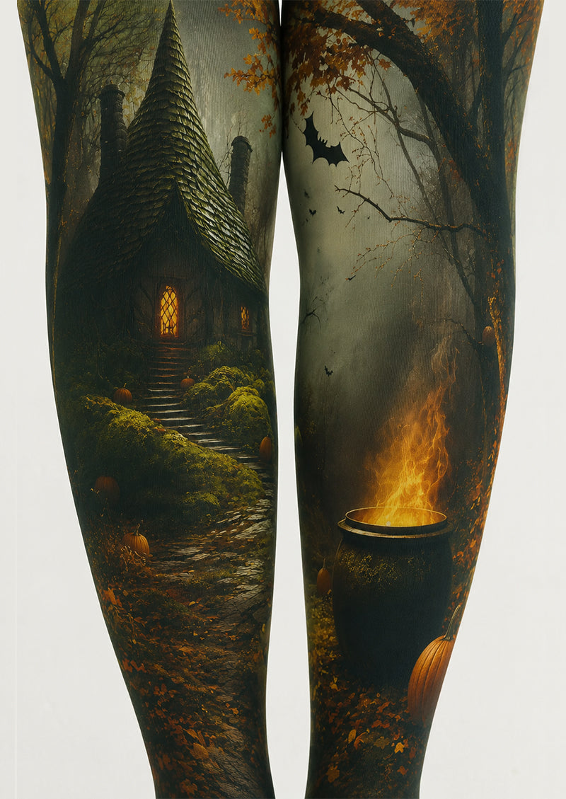 Cosplay Pantyhose Witch Cottage Cauldron Patterned Tights H67-17