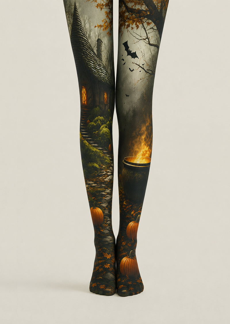 Cosplay Pantyhose Witch Cottage Cauldron Patterned Tights H67-17