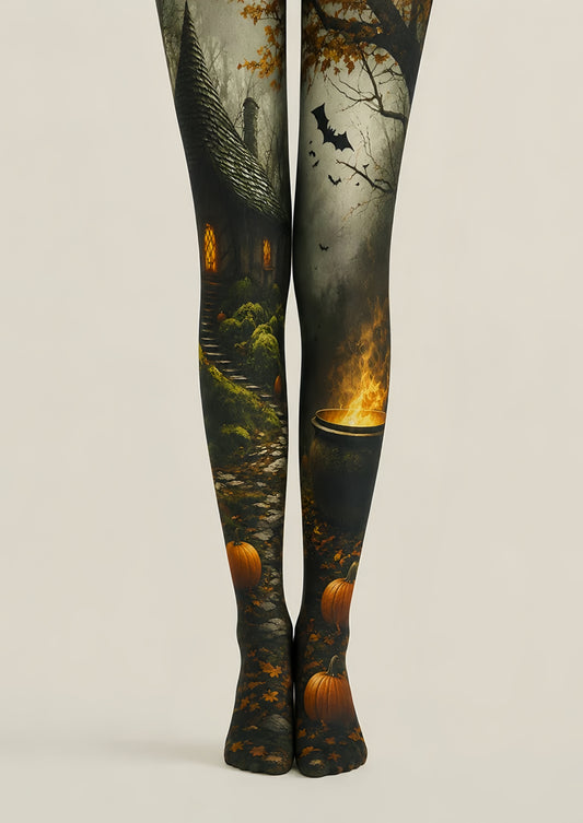 Cosplay Pantyhose Witch Cottage Cauldron Patterned Tights H67-17