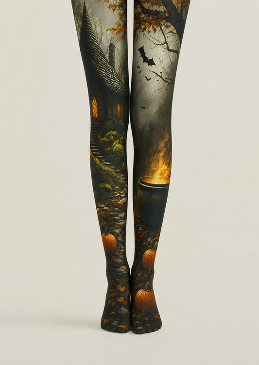 Cosplay Pantyhose Witch Cottage Cauldron Patterned Tights H67-17