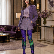 Purple Haunted Castle Halloween Patterned Tights H67-19