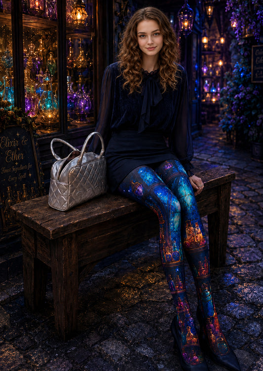 Blue Magic Potion Pantyhose Halloween Patterned Tights H67-2
