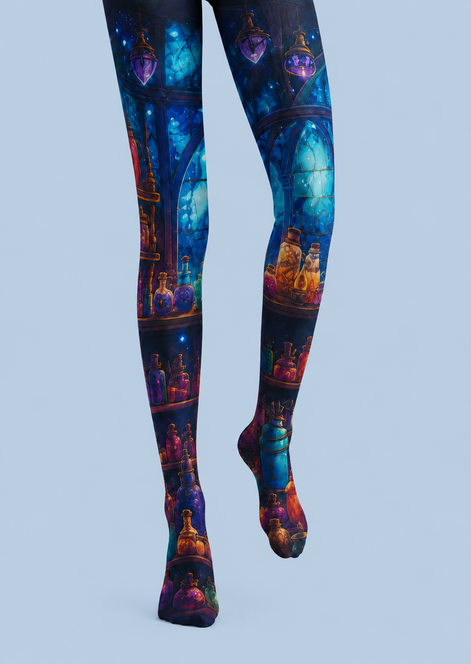 Blue Magic Potion Pantyhose Halloween Patterned Tights H67-2