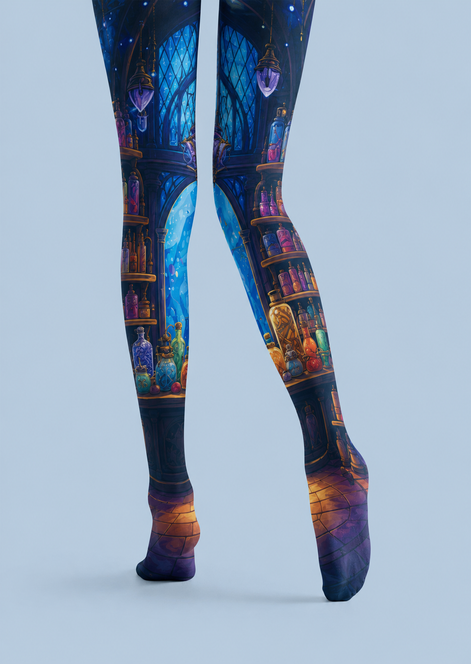 Blue Magic Potion Pantyhose Halloween Patterned Tights H67-2