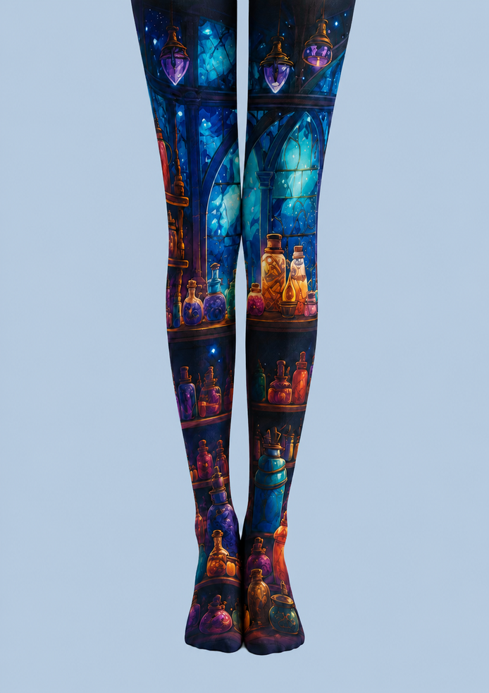 Blue Magic Potion Pantyhose Halloween Patterned Tights H67-2