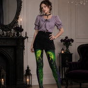 Green Moon Haunted Castle Halloween Tights H67-20