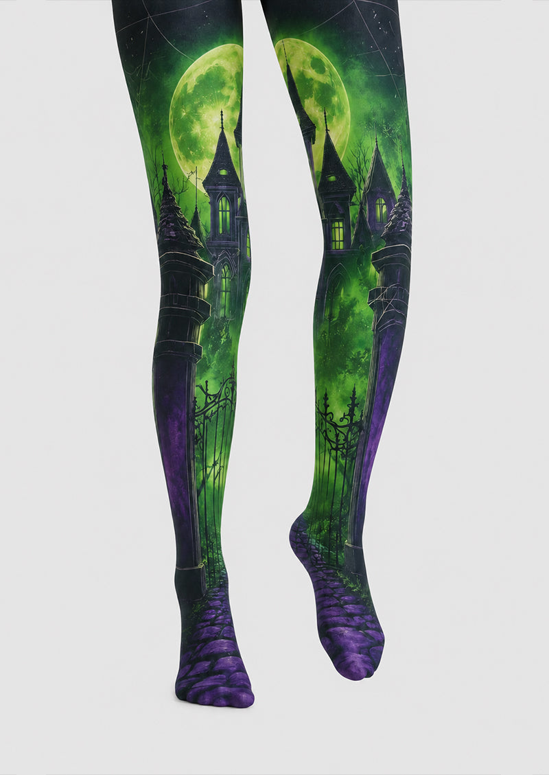 Green Moon Haunted Castle Halloween Tights H67-20
