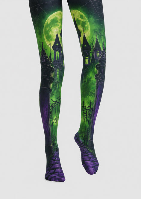 Green Moon Haunted Castle Halloween Tights H67-20