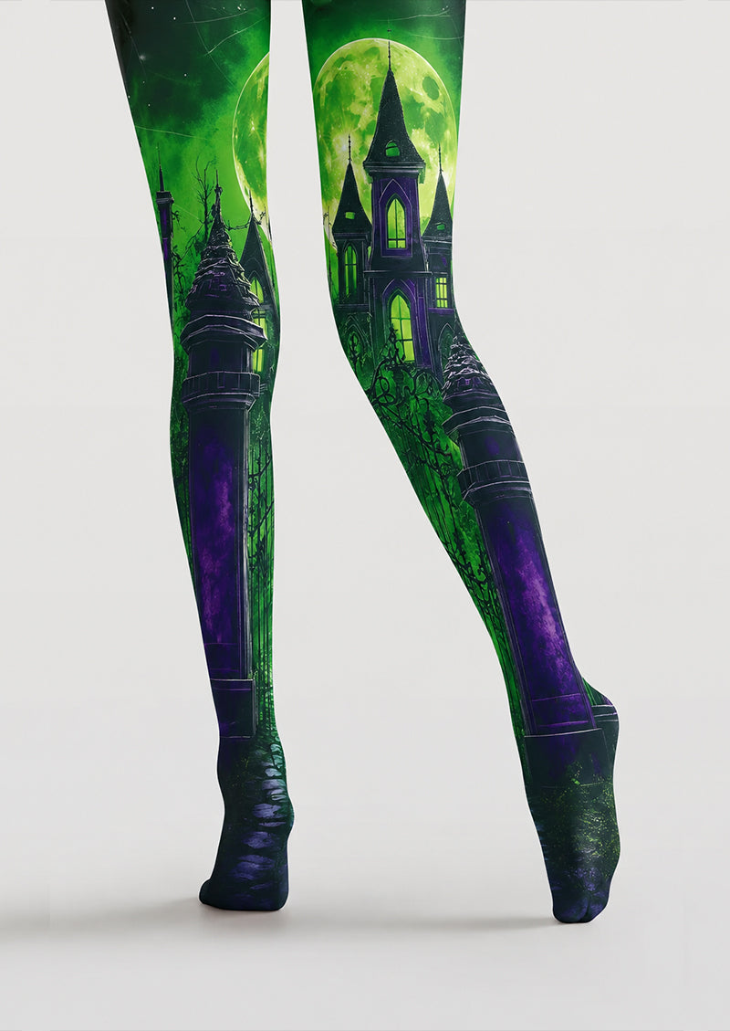 Green Moon Haunted Castle Halloween Tights H67-20