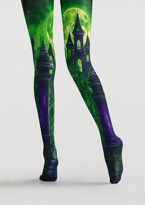Green Moon Haunted Castle Halloween Tights H67-20