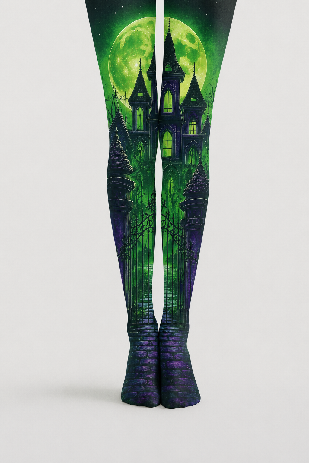 Green Moon Haunted Castle Halloween Tights H67-20