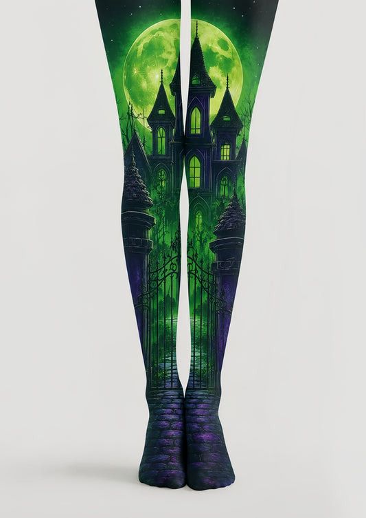 Green Moon Haunted Castle Halloween Tights H67-20