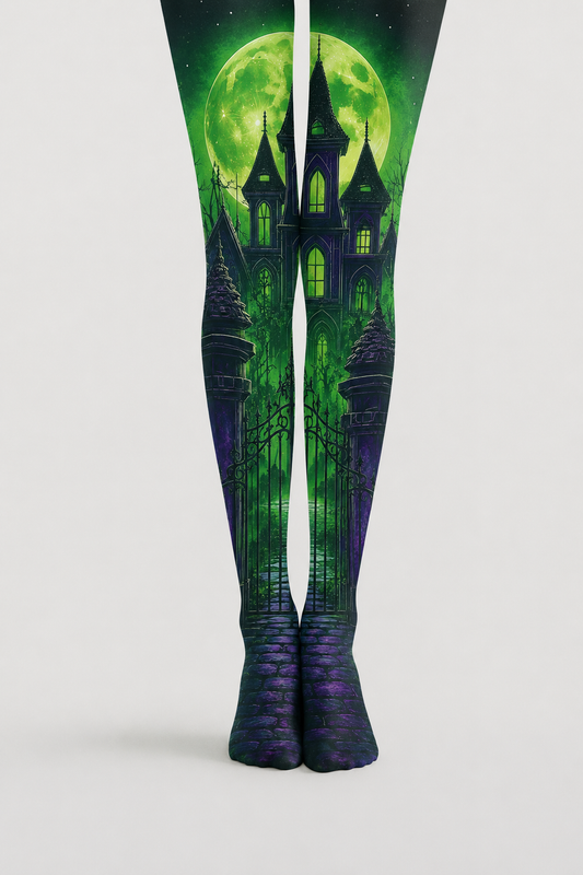Green Moon Haunted Castle Halloween Tights H67-20