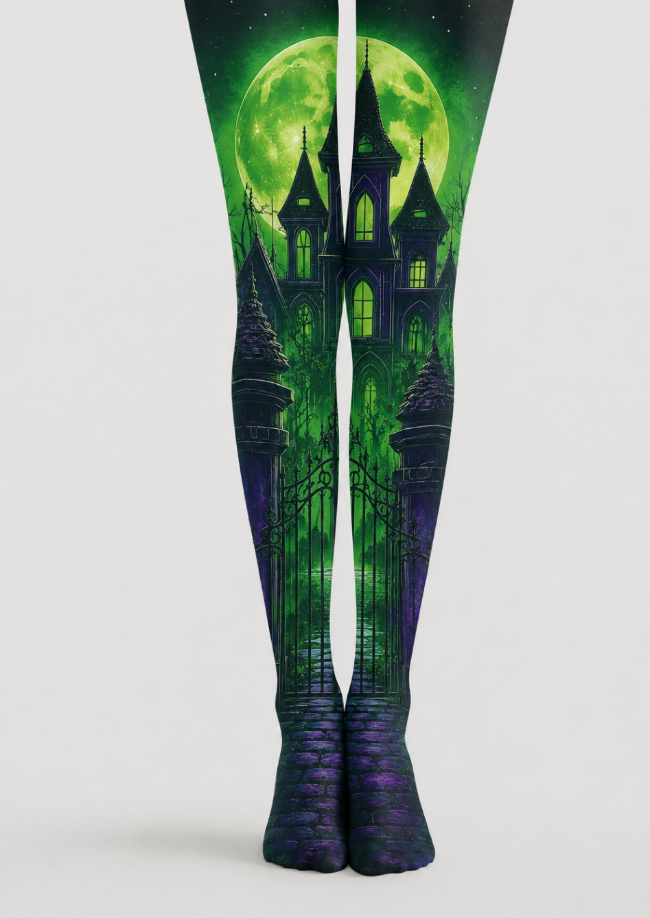 Green Moon Haunted Castle Halloween Tights H67-20