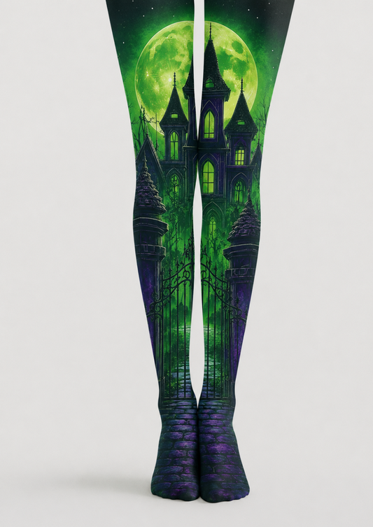 Green Moon Haunted Castle Halloween Tights H67-20