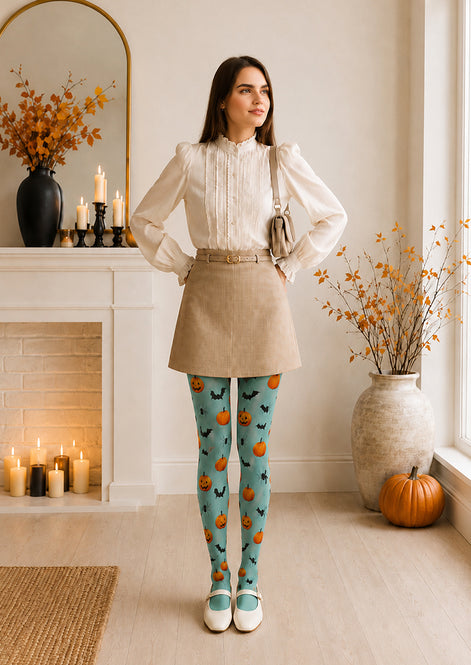 Cute Pumpkin Bat Halloween Tights Patterned Pantyhose H67-11
