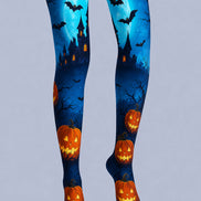 Blue Pantyhose Moon Haunted Castle Halloween Tights H67-21