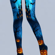 Blue Pantyhose Moon Haunted Castle Halloween Tights H67-21